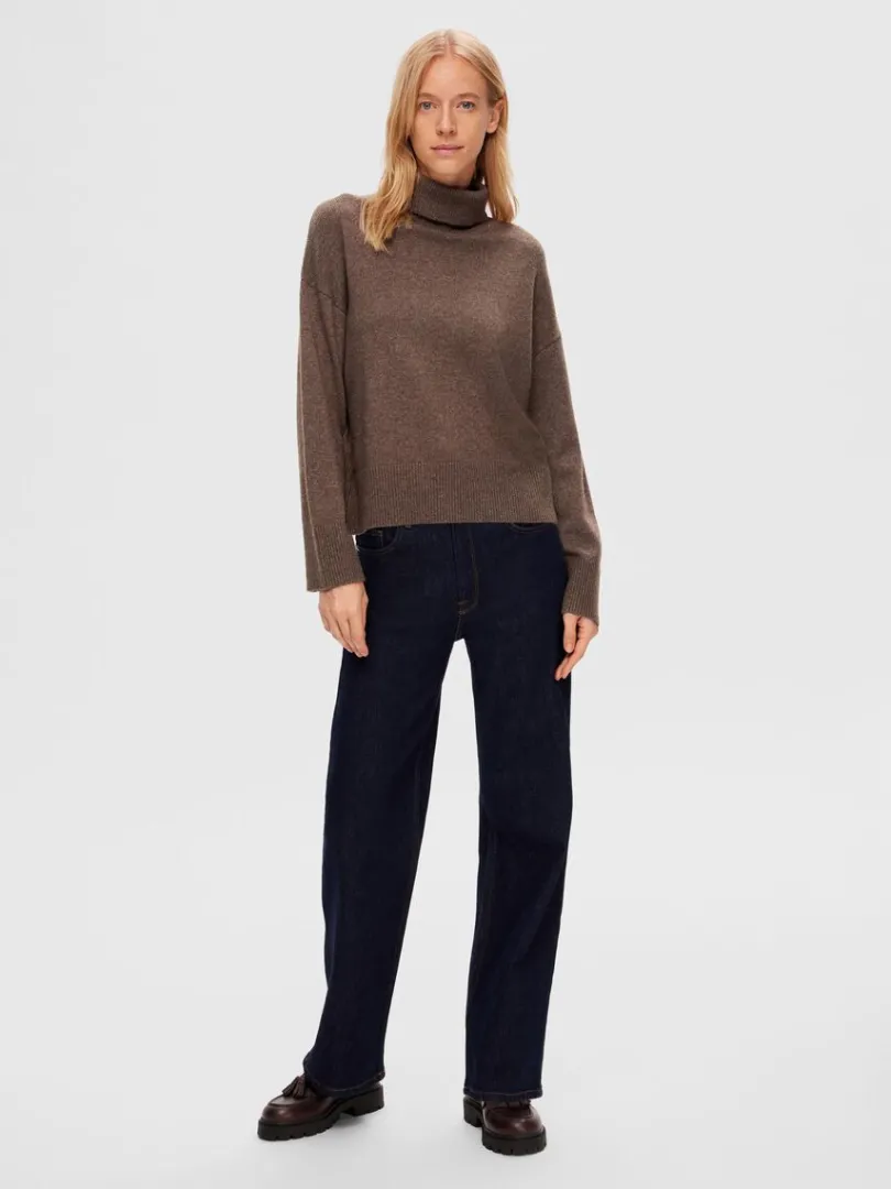 rullekrave_pullover_1-5.webp Strik>SELECTED RULLEKRAVE PULLOVER Brown