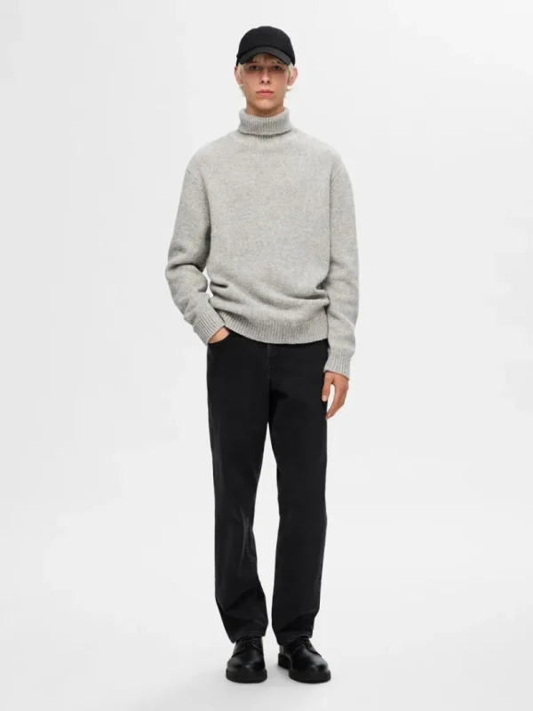 Strik>SELECTED RULLEKRAVE PULLOVER Grey