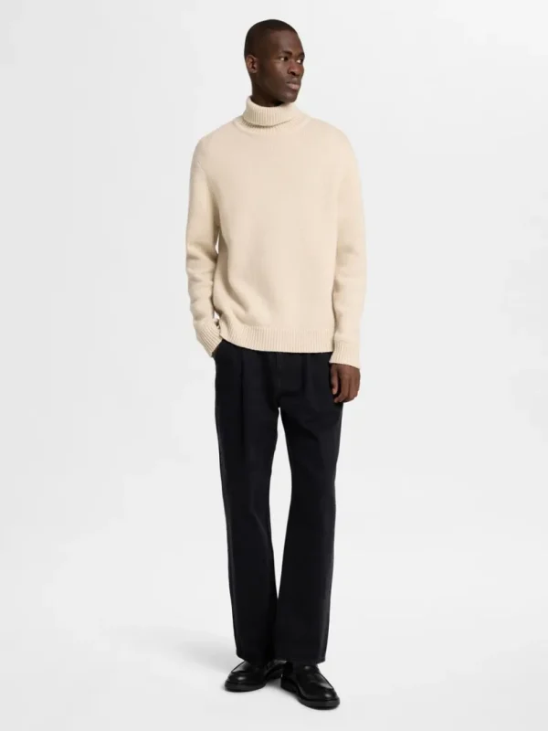 Strik>SELECTED RULLEKRAVE PULLOVER Beige