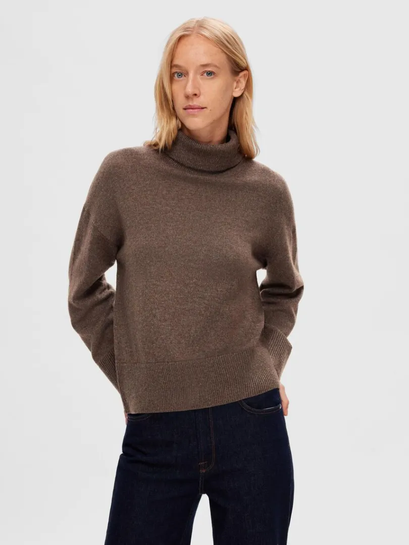 rullekrave_pullover_2-5.webp Strik>SELECTED RULLEKRAVE PULLOVER Brown