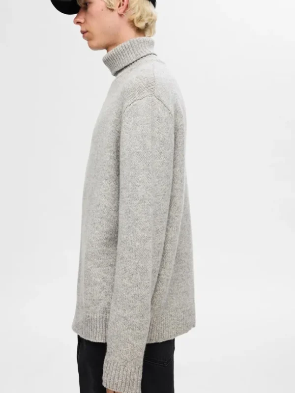 Strik>SELECTED RULLEKRAVE PULLOVER Grey
