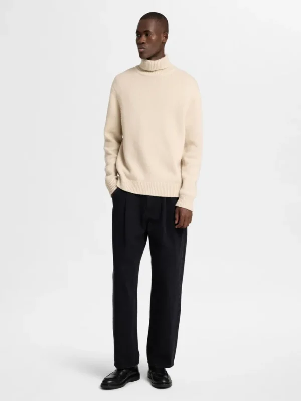 Strik>SELECTED RULLEKRAVE PULLOVER Beige