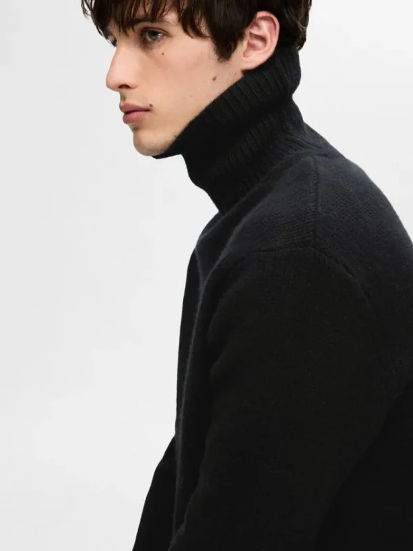 Strik>SELECTED RULLEKRAVE PULLOVER Black