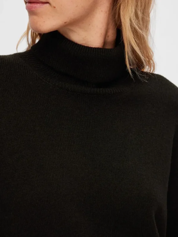 Strik>SELECTED RULLEKRAVE PULLOVER Black