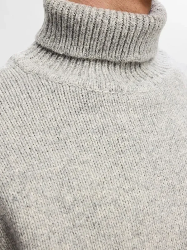 Strik>SELECTED RULLEKRAVE PULLOVER Grey