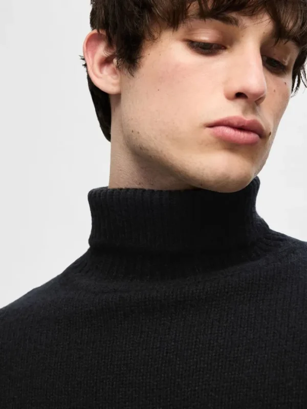 Strik>SELECTED RULLEKRAVE PULLOVER Black
