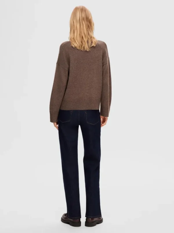 Strik>SELECTED RULLEKRAVE PULLOVER Brown