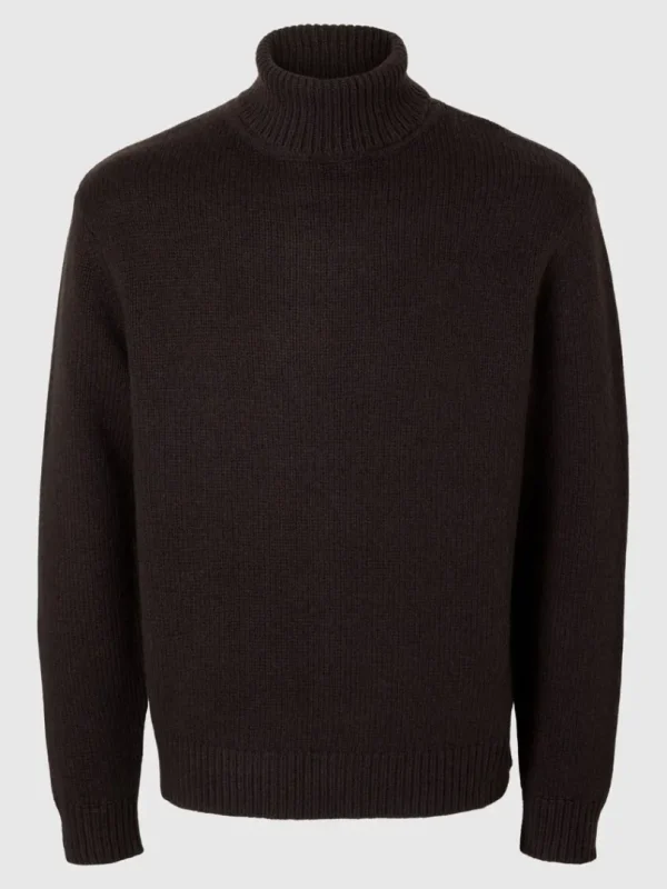 Strik>SELECTED RULLEKRAVE PULLOVER Brown