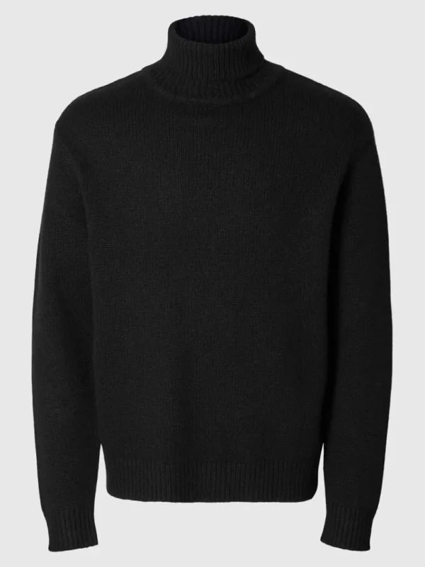 Strik>SELECTED RULLEKRAVE PULLOVER Black