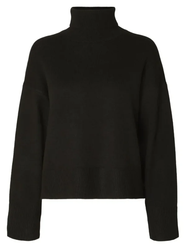 Strik>SELECTED RULLEKRAVE PULLOVER Black