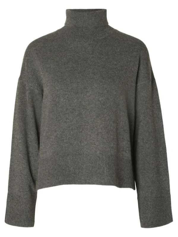 Strik>SELECTED RULLEKRAVE PULLOVER Grey