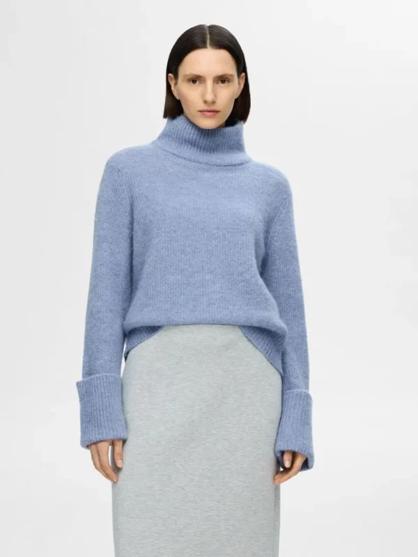 Strik>SELECTED RULLEKRAVE STRIKTRØJE Blue