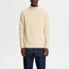 Strik>SELECTED RULLEKRAVE STRIKTRØJE Beige