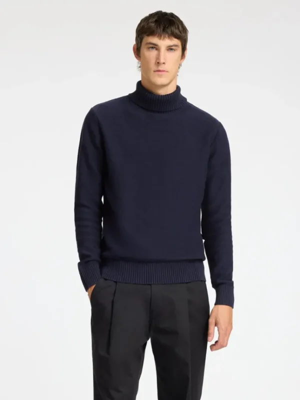 Strik>SELECTED RULLEKRAVE STRIKTRØJE Blue