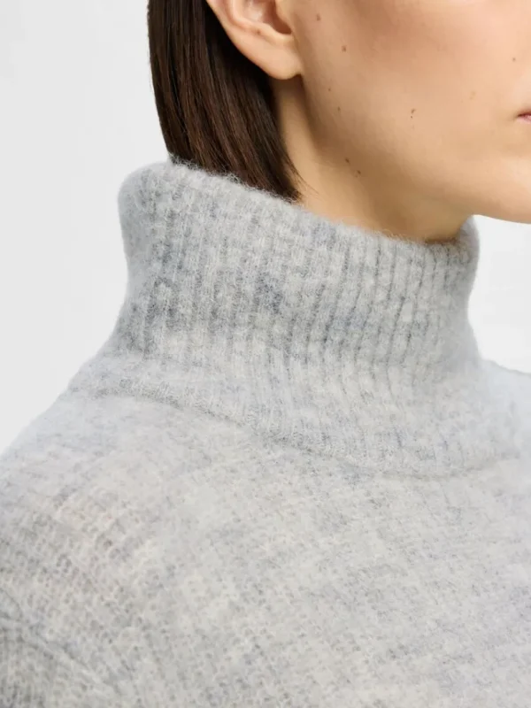 Strik>SELECTED RULLEKRAVE STRIKTRØJE Grey