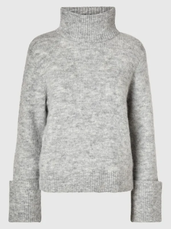 Strik>SELECTED RULLEKRAVE STRIKTRØJE Grey