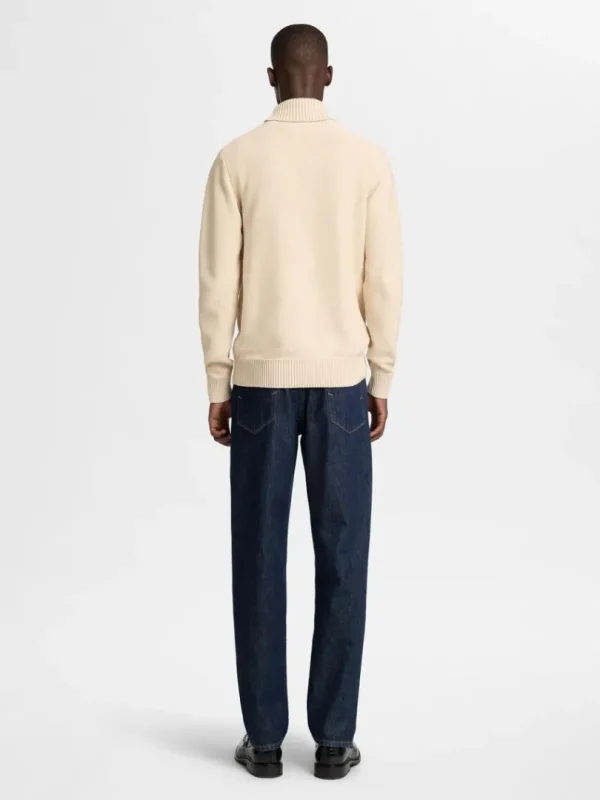 Strik>SELECTED RULLEKRAVE STRIKTRØJE Beige