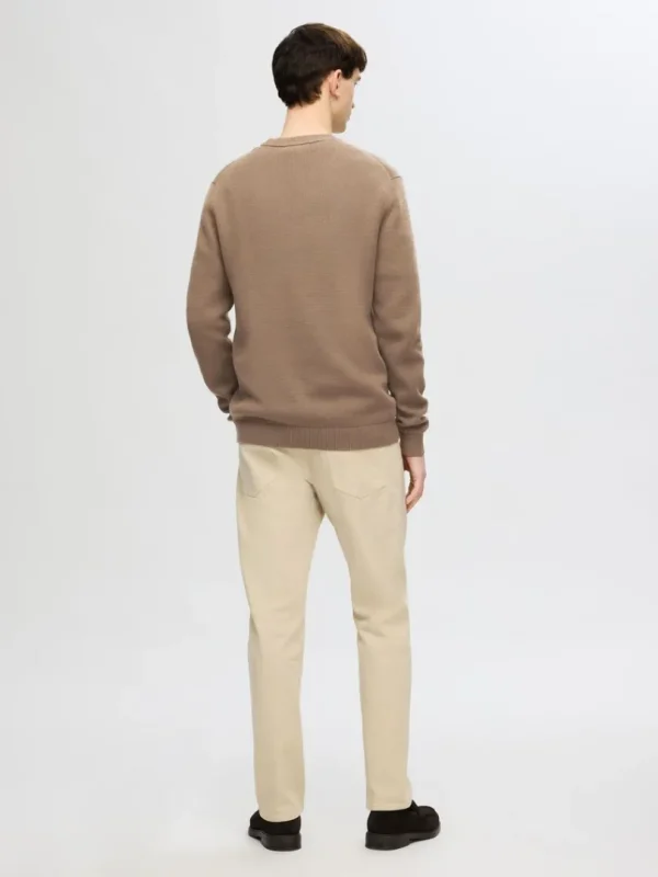 Strik>SELECTED RUND HALS STRIKTRØJE Brown