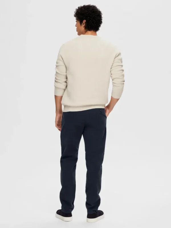 Strik>SELECTED RUND HALS STRIKTRØJE Beige