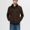 Overtøj | Skjorter>SELECTED 100% RUSKIND OVERSHIRT Brown