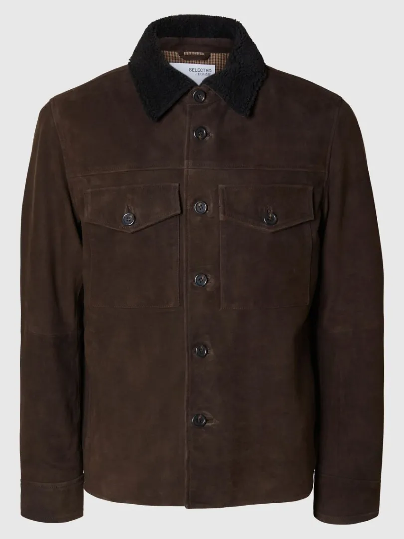 ruskind_overshirt_3-1.webp Overtøj | Skjorter>SELECTED 100% RUSKIND OVERSHIRT Brown