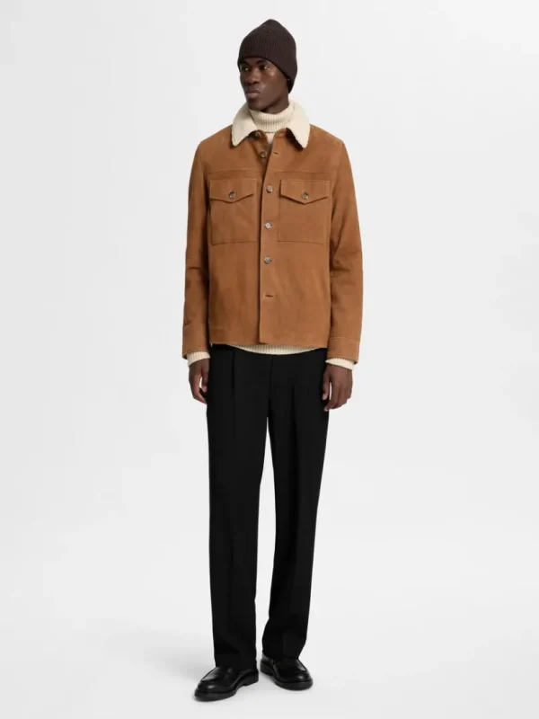 Overtøj | Skjorter>SELECTED 100% RUSKIND OVERSHIRT Brown