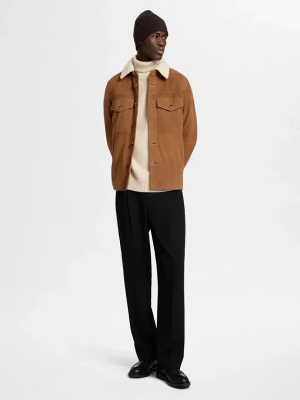 Overtøj | Skjorter>SELECTED 100% RUSKIND OVERSHIRT Brown
