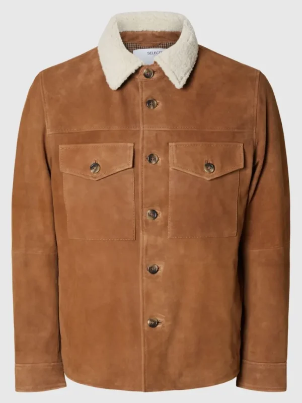 Overtøj | Skjorter>SELECTED 100% RUSKIND OVERSHIRT Brown