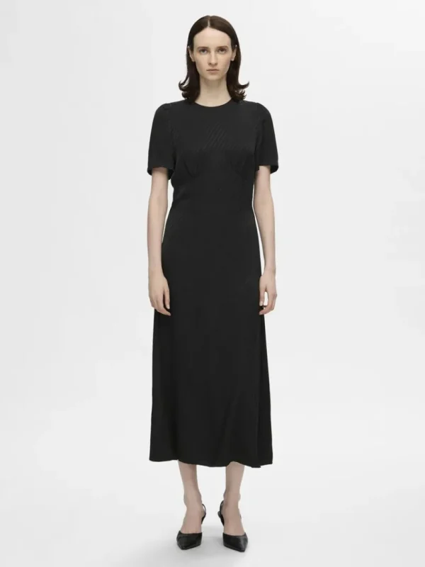Kjoler>SELECTED SATIN MAXIKJOLE Black