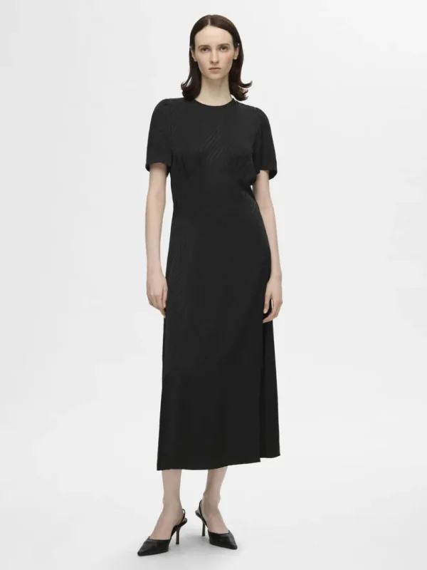 Kjoler>SELECTED SATIN MAXIKJOLE Black