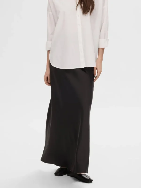 Nederdele>SELECTED SATIN MAXINEDERDEL Black