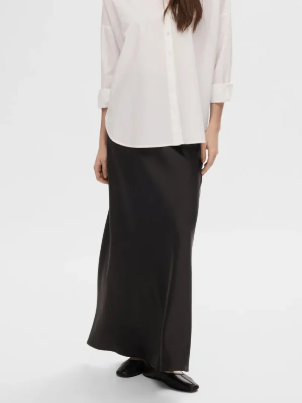 Nederdele>SELECTED SATIN MAXINEDERDEL Black