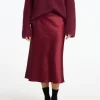 Nederdele>SELECTED SATIN MIDINEDERDEL Purple