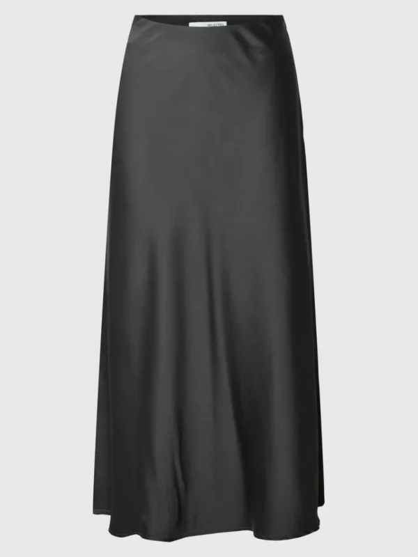 Nederdele>SELECTED SATIN MIDINEDERDEL Grey