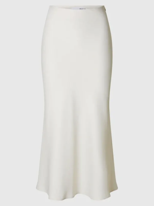 Nederdele>SELECTED SATIN MIDINEDERDEL Beige