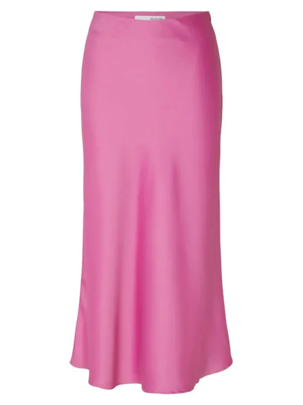 Nederdele>SELECTED SATIN MIDINEDERDEL Pink