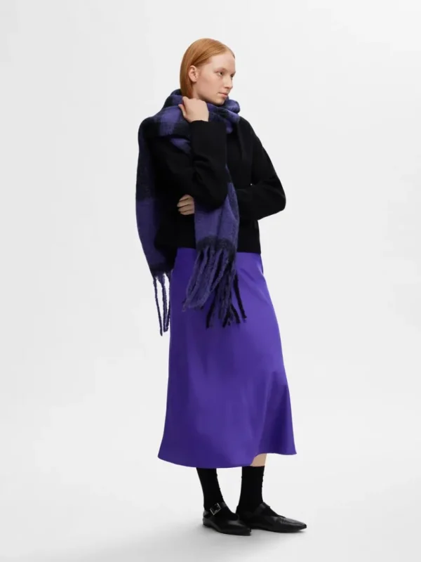 Nederdele>SELECTED SATIN MIDINEDERDEL Purple