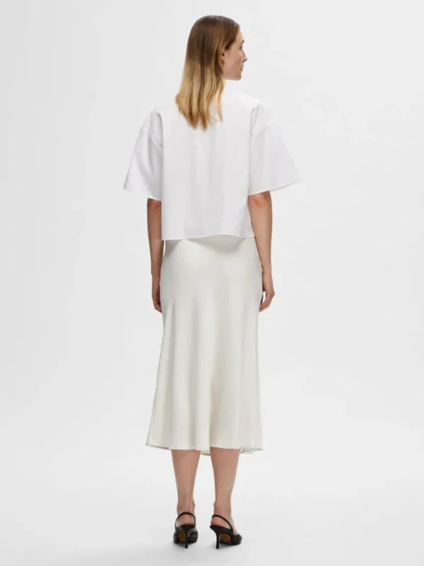 Nederdele>SELECTED SATIN MIDINEDERDEL Beige