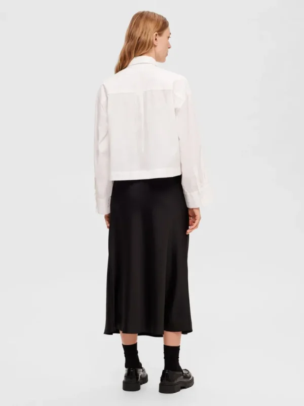 Nederdele>SELECTED SATIN MIDINEDERDEL Black
