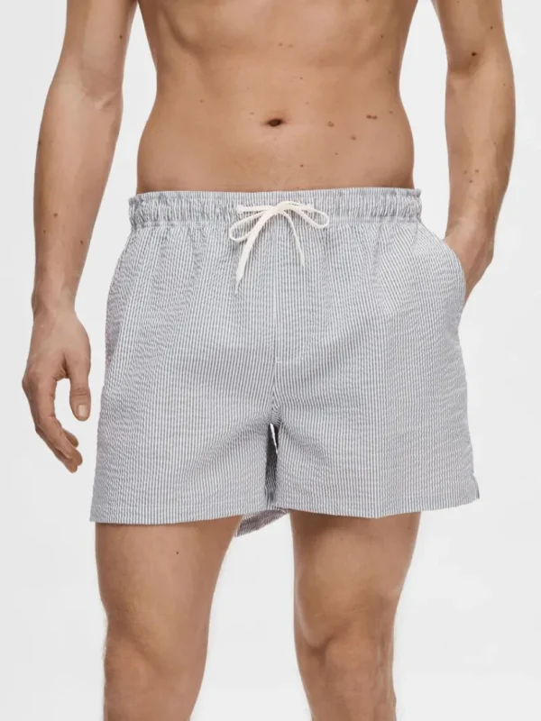 Shorts>SELECTED SEERSUCKER BADESHORTS Blue