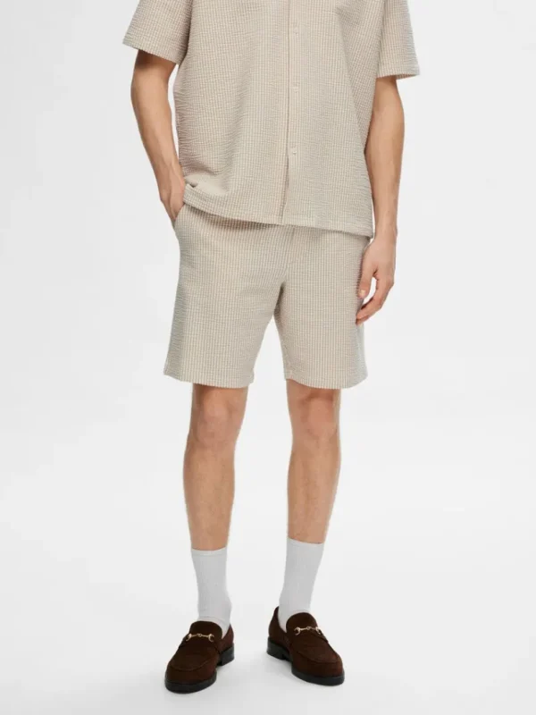 Shorts>SELECTED SEERSUCKER SHORTS Beige