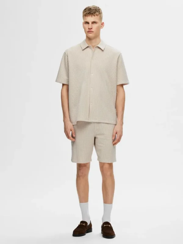 Shorts>SELECTED SEERSUCKER SHORTS Beige
