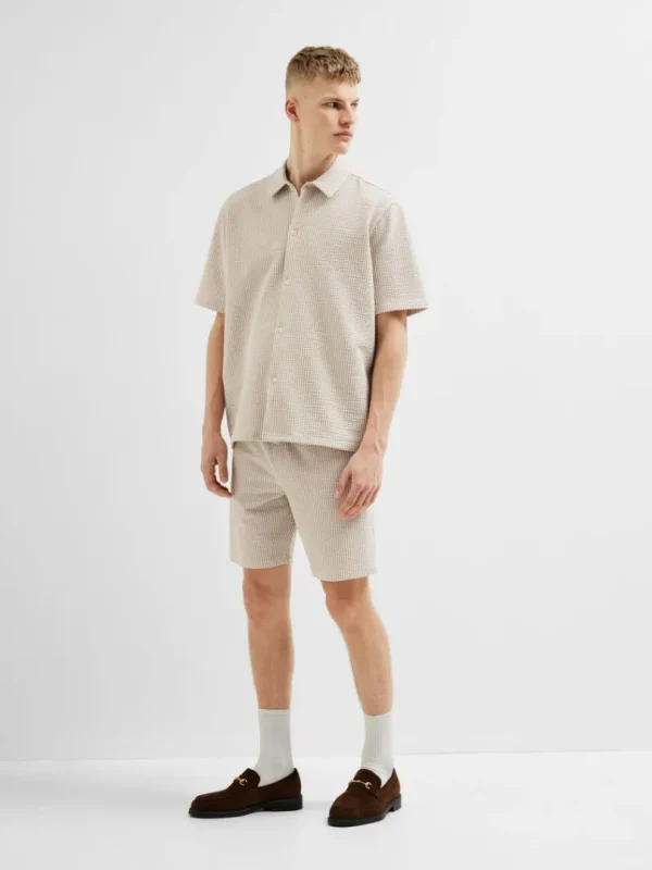 Shorts>SELECTED SEERSUCKER SHORTS Beige