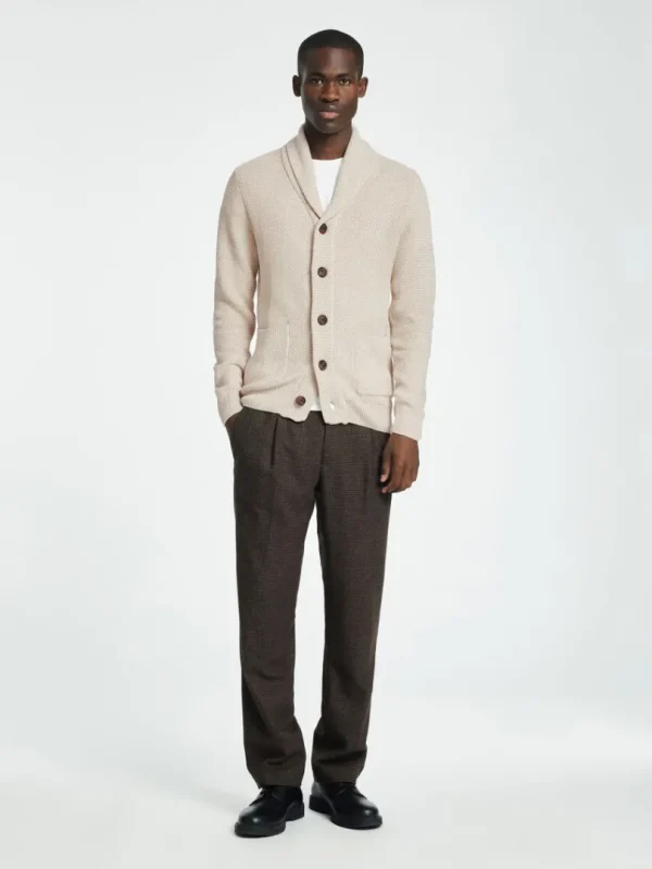 Strik>SELECTED SHAWL-NECK STRIKKET CARDIGAN Beige