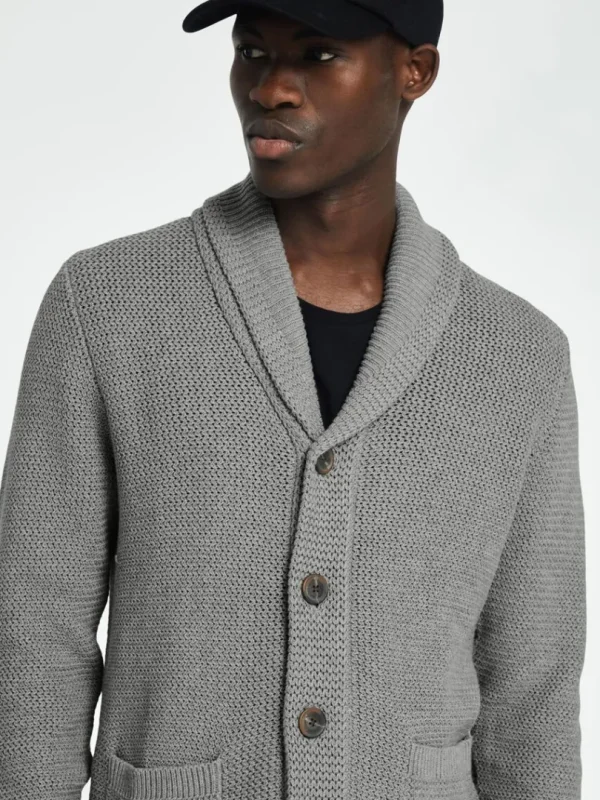Strik>SELECTED SHAWL-NECK STRIKKET CARDIGAN Grey