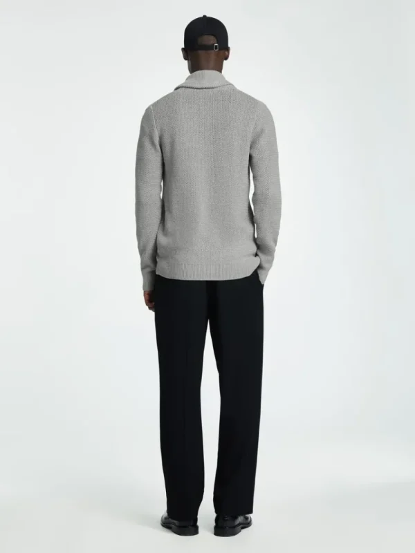 Strik>SELECTED SHAWL-NECK STRIKKET CARDIGAN Grey