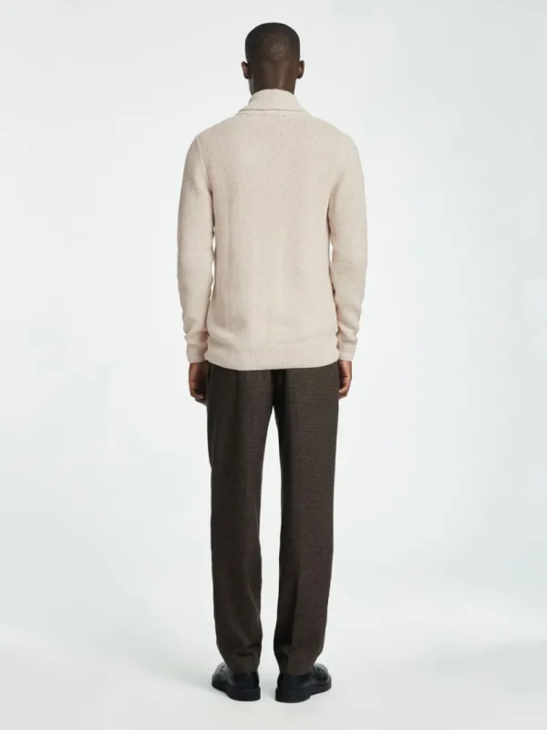 Strik>SELECTED SHAWL-NECK STRIKKET CARDIGAN Beige