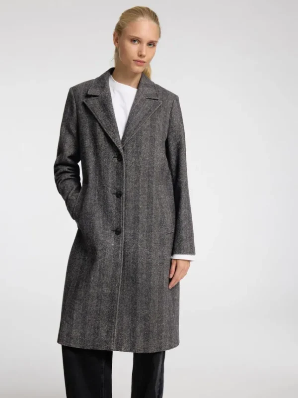 Overtøj>SELECTED SILDEBEN LANG FRAKKE Black