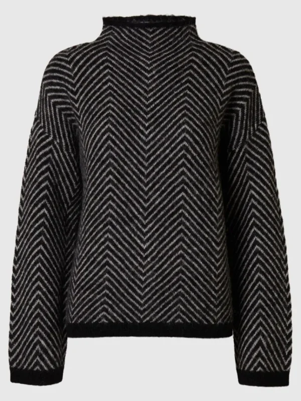 Strik>SELECTED SILDEBEN STRIKTRØJE Black