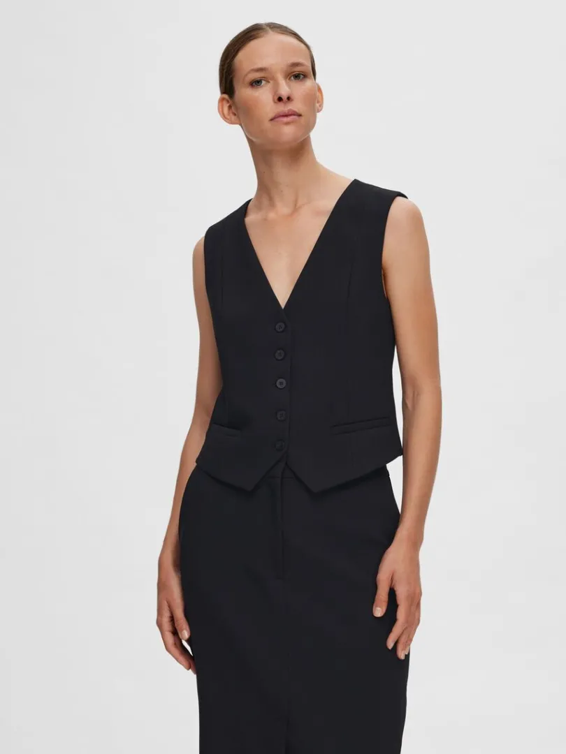 skrddersyede_vest_0-4.webp Jakkesæt & Blazers | Toppe Og Bluser>SELECTED SKRÆDDERSYEDE VEST Black